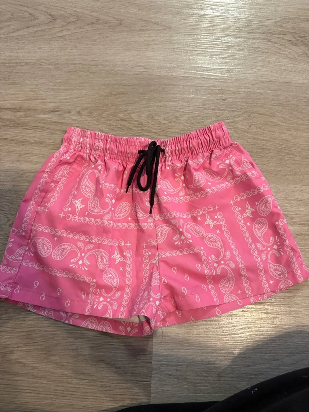 Pink Paisley Elastic-Waist Shorts with Drawstring - Picture 1 of 5